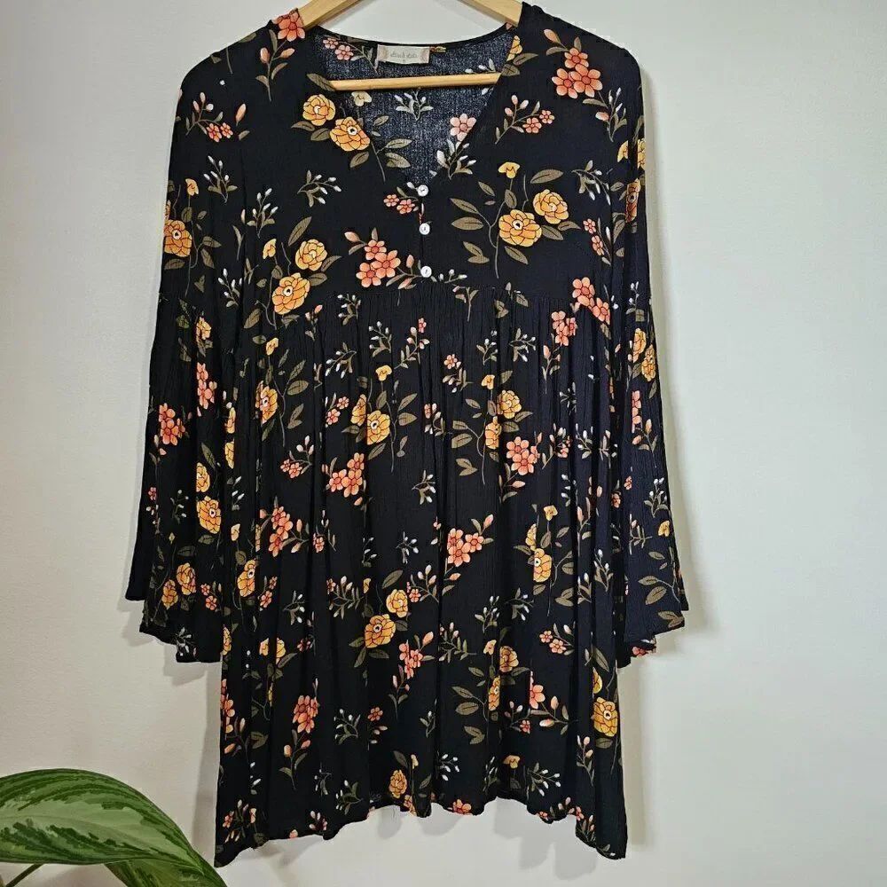 NEVER WORN ALTAR'D STATE FLORAL BELL SLEEVES BOHO BABYDOLL STYLE SHORT DRESS SM